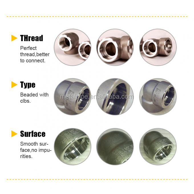 Pièces d'étanchéité à 45 degrés SW/TH 3000LB ASTM A182 F316L ASME B16.11 Fil 3/4 en acier inoxydable 1