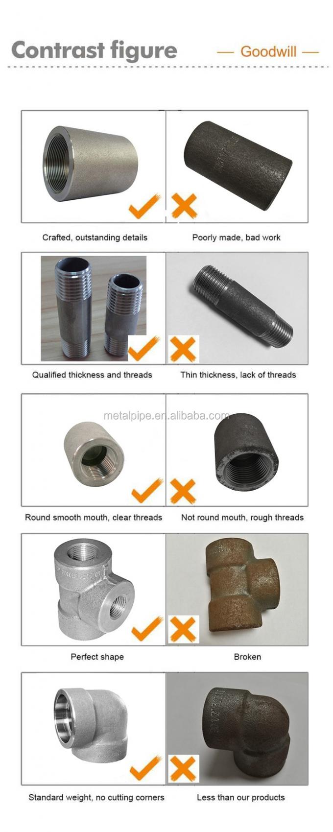 Pièces d'étanchéité à 45 degrés SW/TH 3000LB ASTM A182 F316L ASME B16.11 Fil 3/4 en acier inoxydable 2