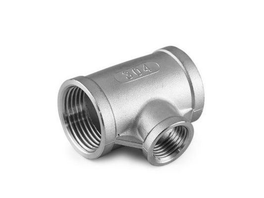 Threaded Stainless Steel Tee with Tensile Strength and 1000°F Temperature Rating