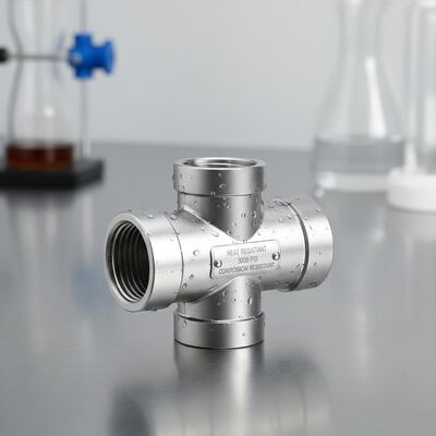 Té en acier inoxydable avec pression nominale de 3 000 psi, résistance à la chaleur de 1 000 °F et résistance à la corrosion pour tuyauterie industrielle